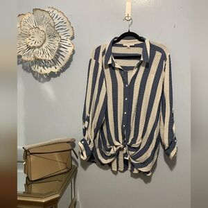 Jane and Delancey Blue and White Striped Blouse